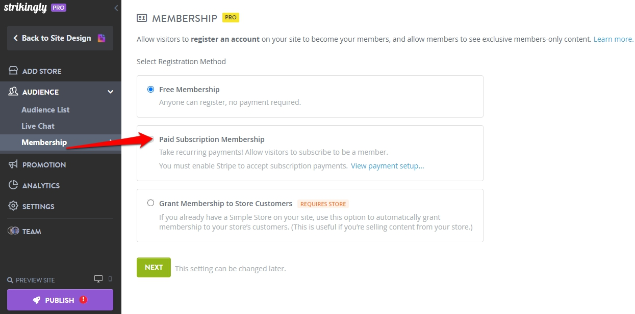 Membership feature screenshot Membership feature screenshot
